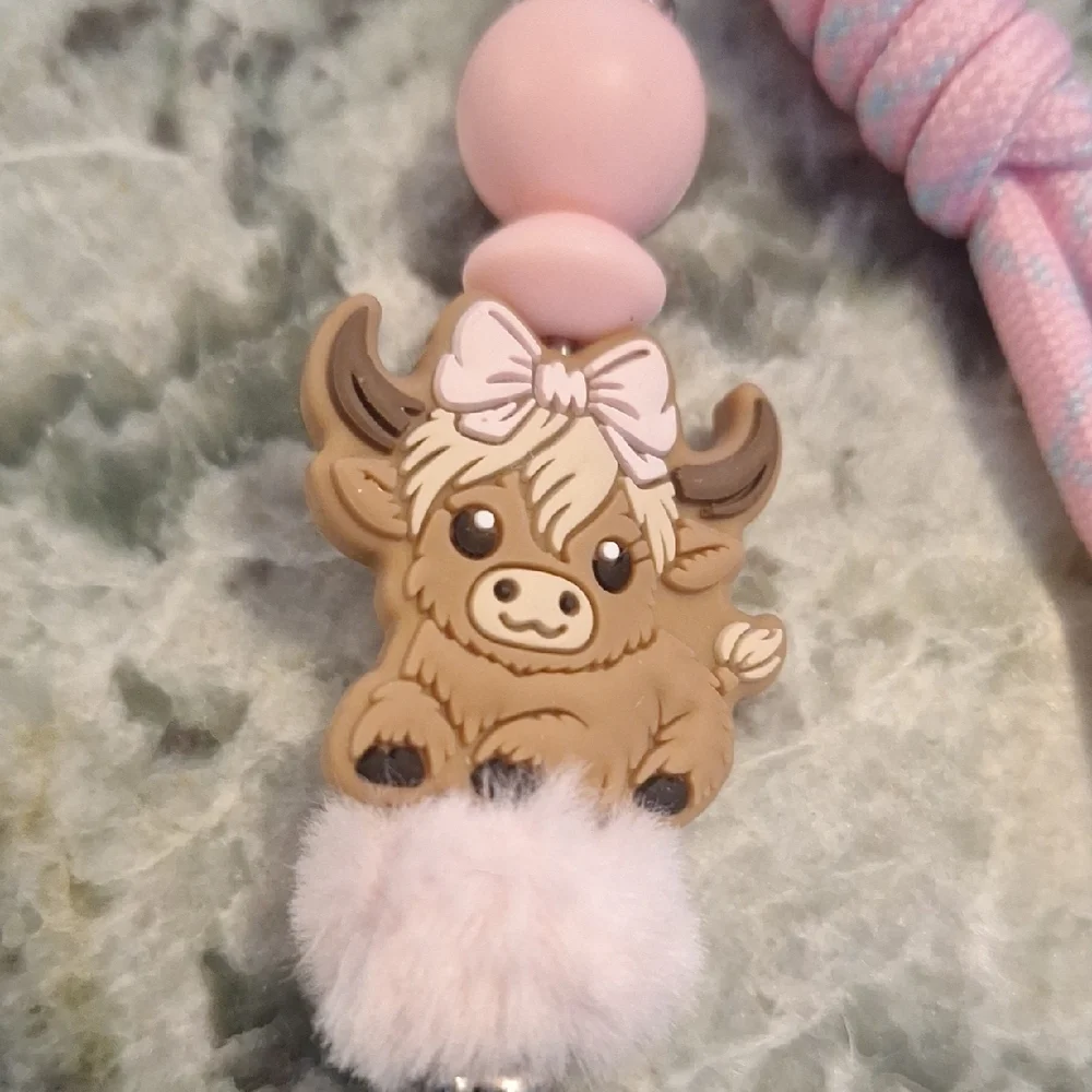 Adorable Pink Beaded Bag Charms Keychains